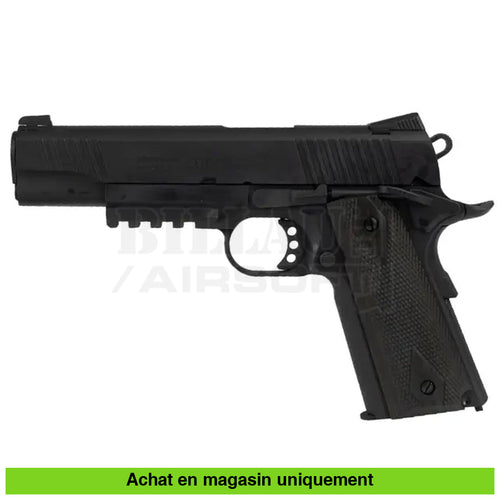 Pistolet Gbb Co2 Colt 1911 Rail Gun Noir Full Métal Répliques De Poing Airsoft