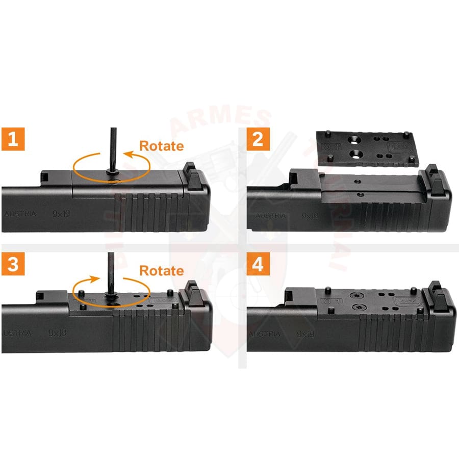 Plaque de Montage Point Rouge Glock MOS n° 01 – Billau Armes Tournai Plaque de Montage Point Rouge Glock MOS n° 01 – Billau Armes Tournai