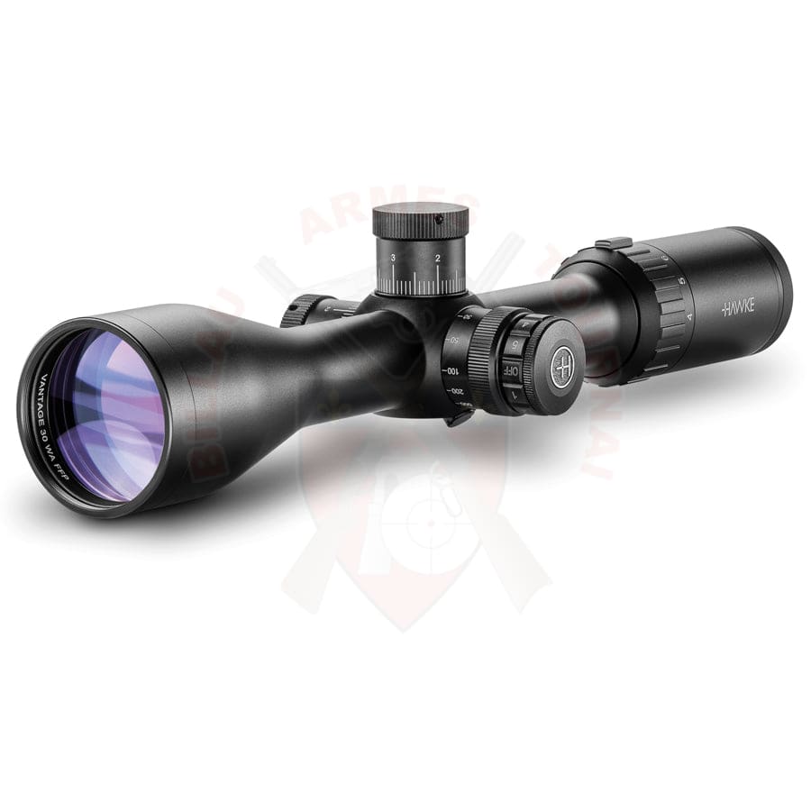 Lunette Hawke Vantage 30 WA FFP IR 4 16x50 Half Mildot IR Billau Armes Tournai