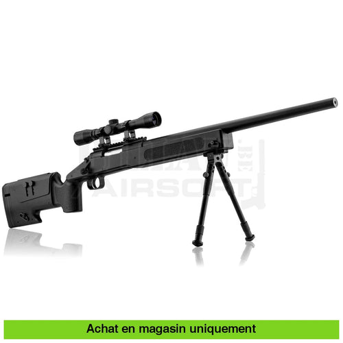 Pack Complet Sniper Airsoft M40 + Bipied Lunette 4X32 Répliques De Snipers Spring