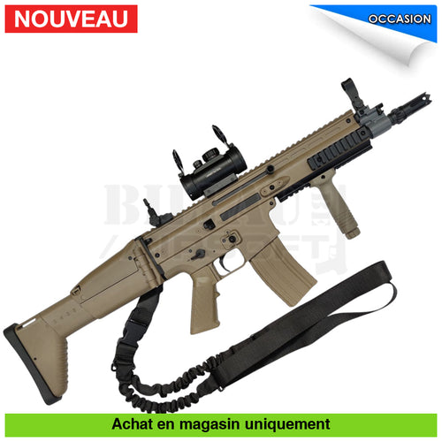 AEG Kit Complet AEG FN Scar DE + Grip + Red Dot + Sangle + Porte-Plaques + ... répliques d’épaule airsoft AEG