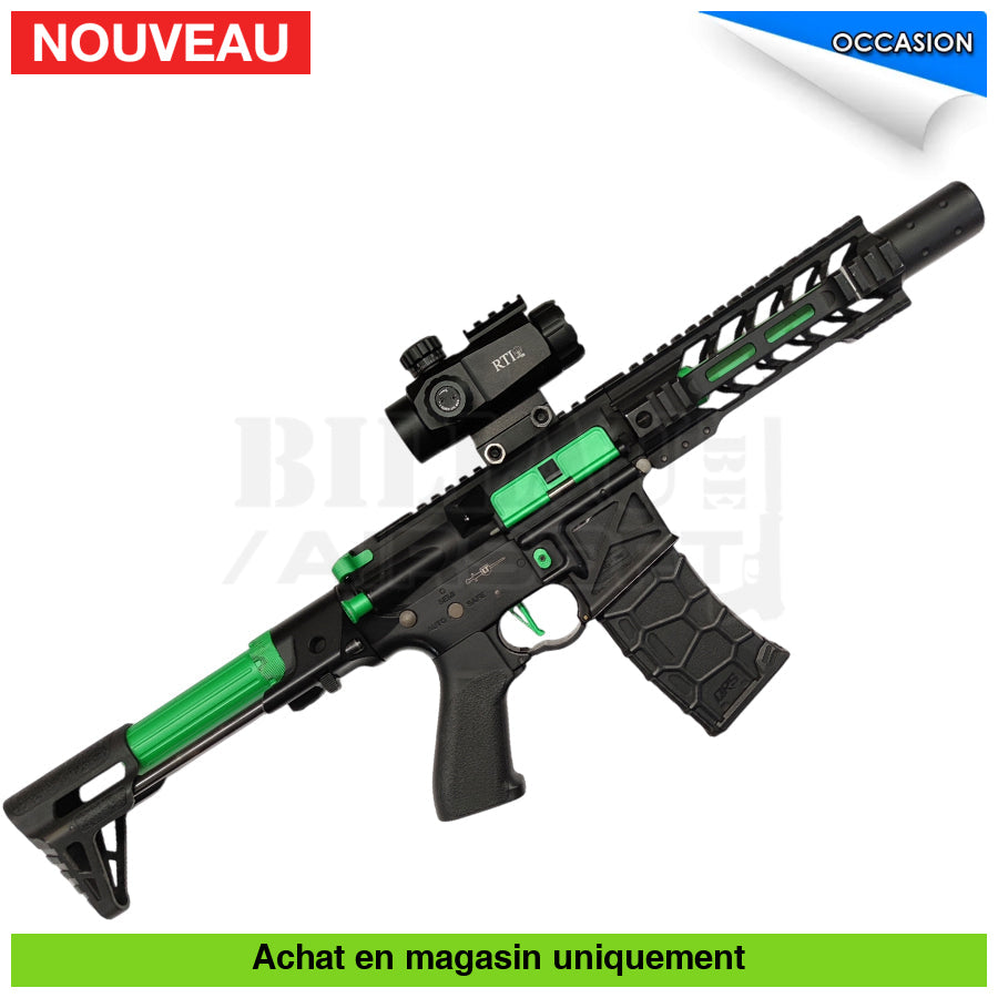 AEG Lancer Tactical LT-34 PDW Gen2 Limited Edition Green + Lunette + Mosfet + Chargeurs répliques d’épaule airsoft AEG