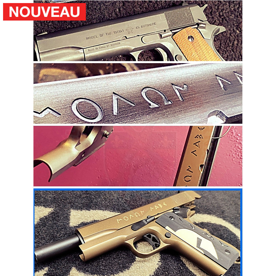 Billau Custom complet 1911 Molon Labe Cerakote Brunt Bronze sur base de 1911 Norinco 45ACP (Effacement de marquages