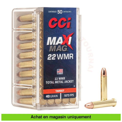 Boite De 50 Cartouches 22 Wmr Cci Maxi Mag 40Gr Munitions