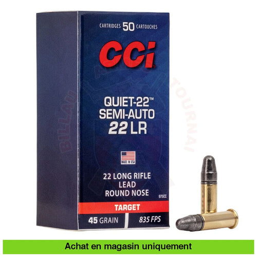 Boite De 50 Cartouches 22Lr Cci Quiet Semi-Auto Munitions