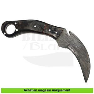 Couteau fixe Artisanal Karambit Damas + Gaine Cuir Couteaux fixes Militaires