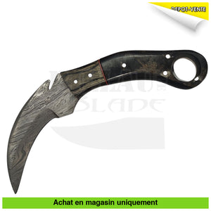 Couteau fixe Artisanal Karambit Damas + Gaine Cuir Couteaux fixes Militaires