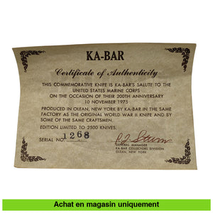 Couteau fixe KABAR Années 70 Edition Limitée 200ème Anniversaire USMC n° 1268/2500 (Rare) Couteaux fixes divers