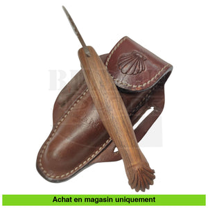 Couteau pliant Le Couteau du Larzac ’L’âme du Pélerin’ Guilloché + étui Cuir Couteaux pliants français