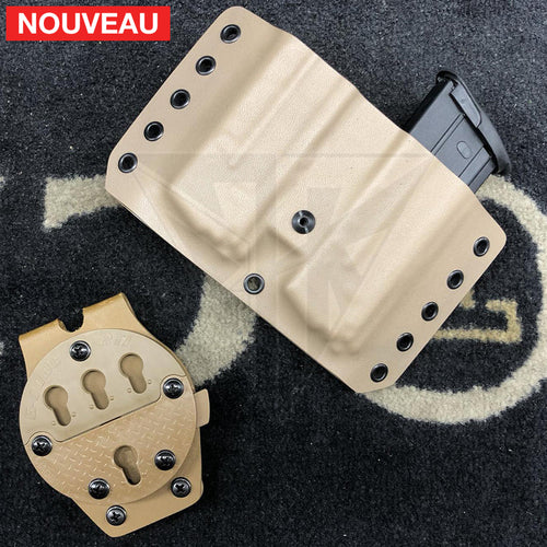 Fabrication sur mesure Double Porte-Chargeur FN FIve Seven Kydex FDE sur attache G-Code KYDEX