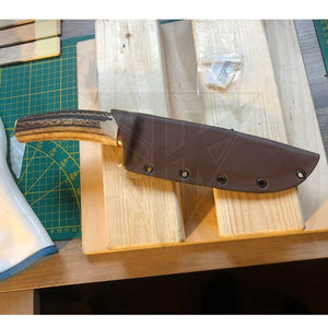 Fabrication Sur Mesure Etui Kydex Coyote Recouvert De Cuir Pour Couteau Chasse Artisanal Kydex