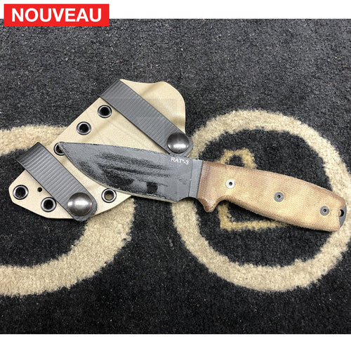 Fabrication sur mesure Etui Kydex FDE Port Horizontal pour Couteau Fixe Ontario Rat 3 KYDEX