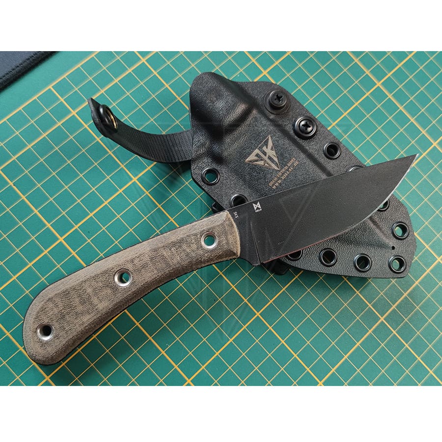 Fabrication sur mesure Etui Kydex Noir Dorsal Horizontal pour Couteau Billau Armes Tournai