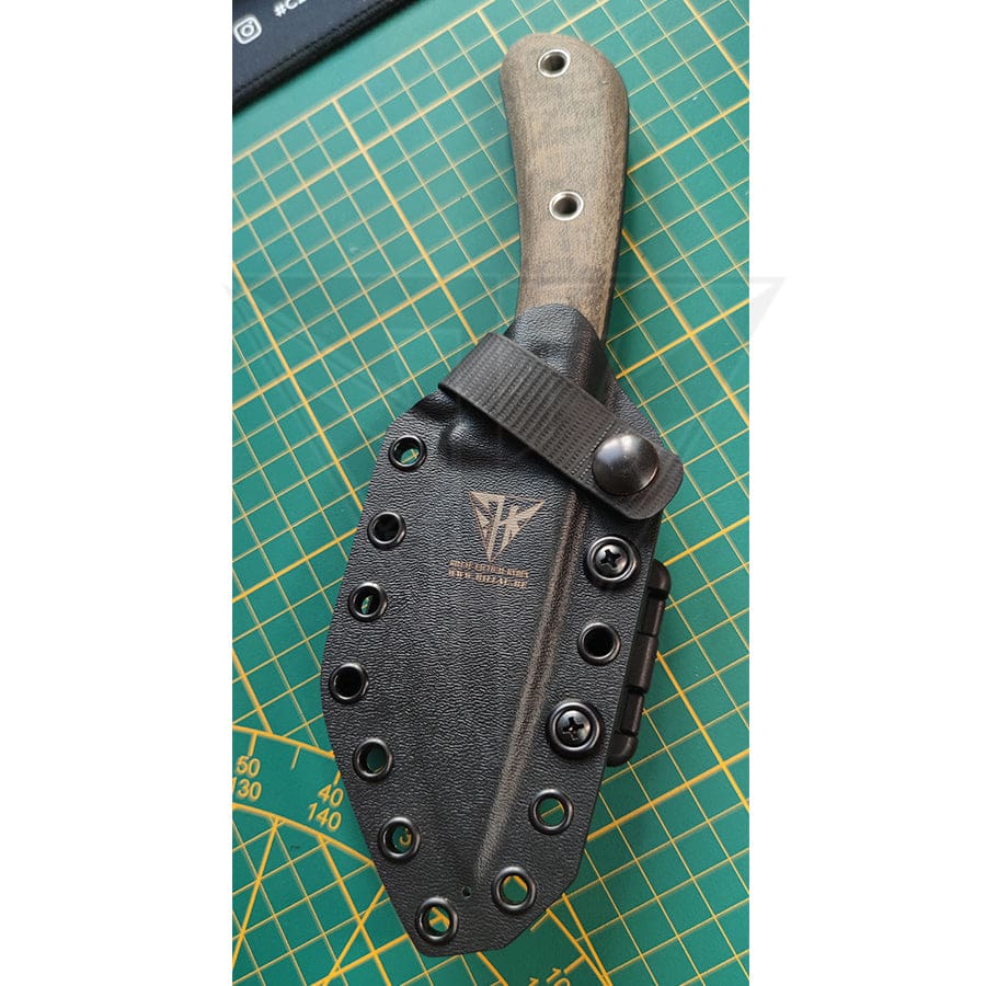 Fabrication sur mesure Etui Kydex Noir Dorsal Horizontal pour Couteau Billau Armes Tournai