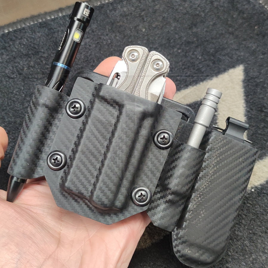 Fabrication Sur Mesure Gaine Kydex Carbone Pour Pince Multi - Outils Leatherman + Bit Drivers 2