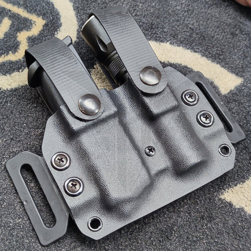 Gaine Kydex Noire Pour Lampe + Chargeur Le Tout Réglable En Hauteur Largeur Et Compression Avec