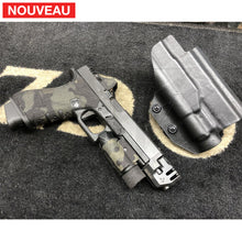 Charger l&#39;image dans la galerie, Fabrication sur mesure Holster Kydex sur Attache G-Code pour Glock 17 Gen4 Billau Custom avec lampe Olight Valkyrie