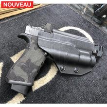 Charger l&#39;image dans la galerie, Fabrication sur mesure Holster Kydex sur Attache G-Code pour Glock 17 Gen4 Billau Custom avec lampe Olight Valkyrie