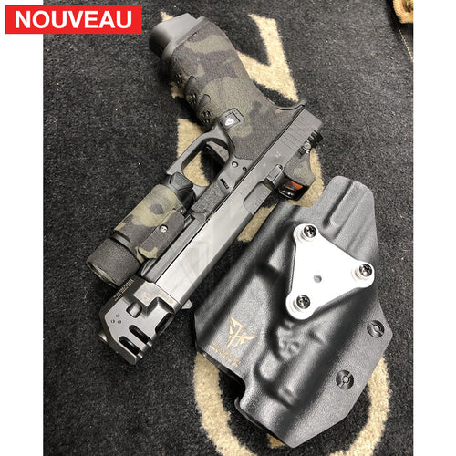 Fabrication sur mesure Holster Kydex sur Attache G-Code pour Glock 17 Gen4 Billau Custom avec lampe Olight Valkyrie