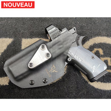 Charger l&#39;image dans la galerie, Fabrication sur mesure Holster Kydex Black sur Attache G-Code pour CZ Shadow 2 Compact + Red Dot Holosun + Détente