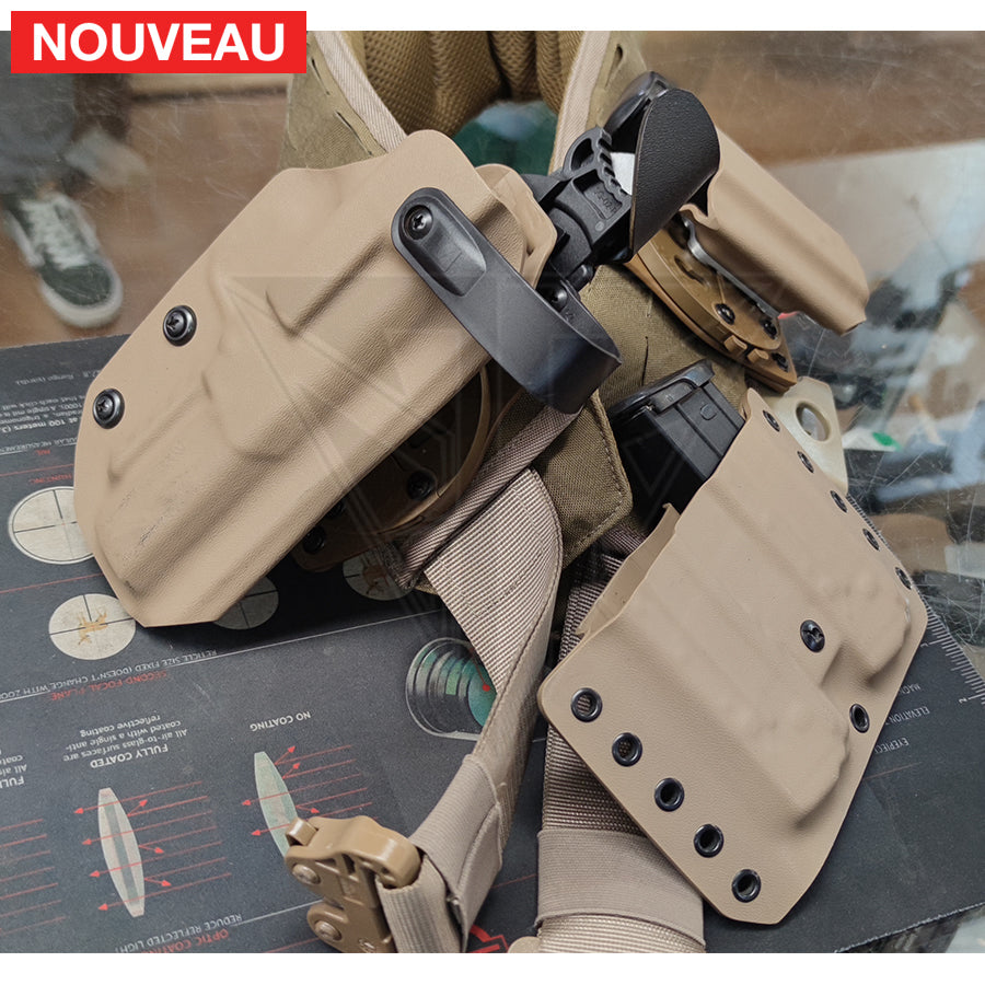 Fabrication sur mesure Holster Kydex FDE + Porte-Chargeur Simple + Porte-Chargeurs Double sur système G-Code pour FN