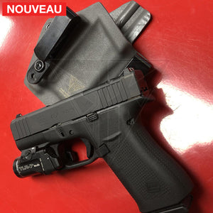 Fabrication Sur Mesure Holster Kydex Inside Gunmetal Grey Pour Pistolet Glock 43X Mos + Lampe