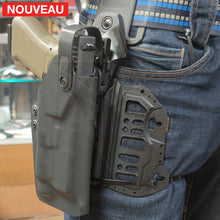 Charger l&#39;image dans la galerie, Fabrication sur mesure Holster Kydex Level 3 Glock 17 Gen3 + Lampe Olight Valkyrie + Réglage avec ou sans lampe + Kit