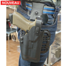 Charger l&#39;image dans la galerie, Fabrication sur mesure Holster Kydex Level 3 Glock 17 Gen3 + Lampe Olight Valkyrie + Réglage avec ou sans lampe + Kit