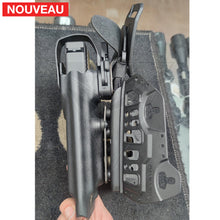 Charger l&#39;image dans la galerie, Fabrication sur mesure Holster Kydex Level 3 Glock 17 Gen3 + Lampe Olight Valkyrie + Réglage avec ou sans lampe + Kit