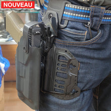 Charger l&#39;image dans la galerie, Fabrication sur mesure Holster Kydex Level 3 Glock 17 Gen3 + Lampe Olight Valkyrie + Réglage avec ou sans lampe + Kit