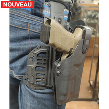 Charger l&#39;image dans la galerie, Fabrication sur mesure Holster Kydex Level 3 Glock 17 Gen3 + Lampe Olight Valkyrie + Réglage avec ou sans lampe + Kit