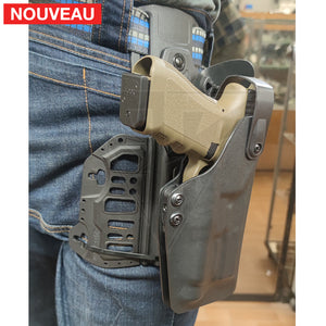 Fabrication sur mesure Holster Kydex Level 3 Glock 17 Gen3 + Lampe Olight Valkyrie + Réglage avec ou sans lampe + Kit