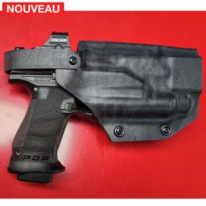 Fabrication Sur Mesure Holster Kydex Level 3 Multicam Black + Hood Pour Pistolet Walther Pdp Pro