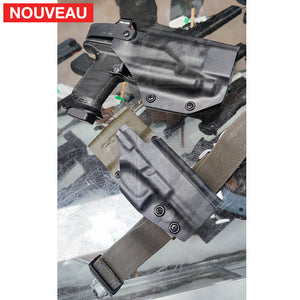 Fabrication Sur Mesure Holster Kydex Level 3 Multicam Black + Hood Pour Pistolet Walther Pdp Pro
