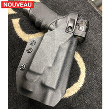 Charger l&#39;image dans la galerie, Fabrication sur mesure Holster Kydex Level 3 sur Système G-Code + RMR Cut pour Glock 45 MOS Custom avec Point Rouge
