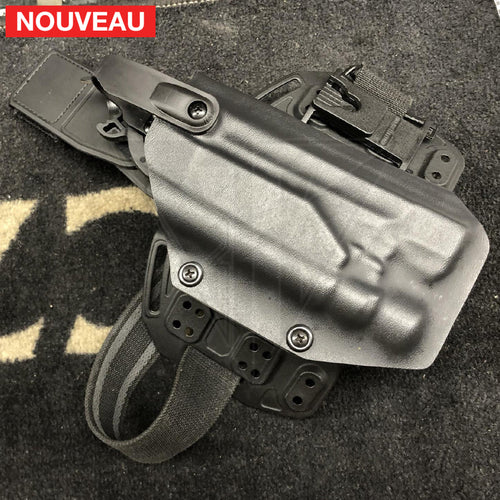 Fabrication sur mesure Holster Kydex Level 3 sur Système QD Radar pour Glock 17 Gen3 avec Lampe Olight Valkyrie KYDEX