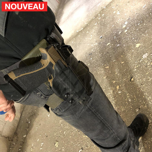 Fabrication sur mesure Holster Kydex Multicam Black sur Attache G-Code pour Glock 19X Custom avec Strike Industries