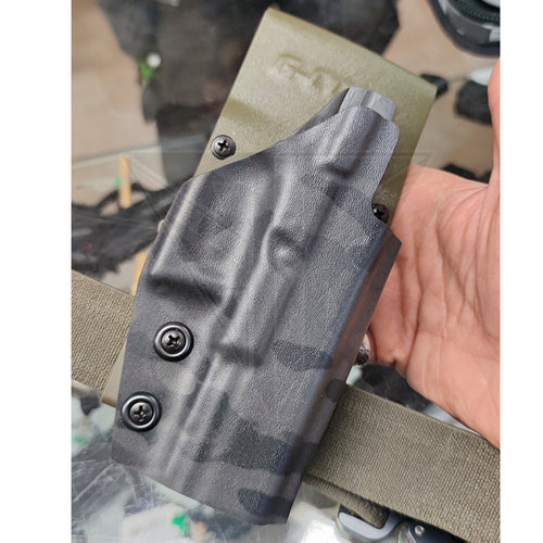 Fabrication Sur Mesure Holster Kydex Multicam Black Pour Pistolet Glock 19X Avec Mass Driver +