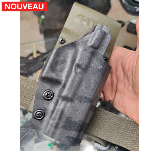 Fabrication Sur Mesure Holster Kydex Multicam Black Pour Pistolet Glock 19X Avec Mass Driver +