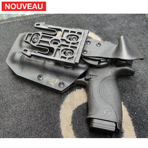 Fabrication Sur Mesure Holster Kydex Noir Level 3 + Hoodguard Btk Pour Pistolet S&W M&P 9 Lampe