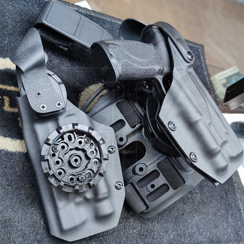 Fabrication Sur Mesure Holster Kydex Noir Level 3 + Hoodguard Btk Pour Pistolet S&W M&P 9 Lampe