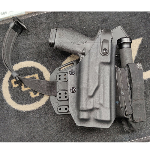 Fabrication Sur Mesure Holster Kydex Noir Level 3 + Hoodguard Btk Pour Pistolet S&W M&P 9 Lampe