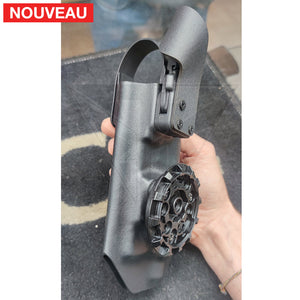 Fabrication Sur Mesure Holster Kydex Noir Level 3 + Hoodguard Btk V2 Pour Pistolet Glock 19 Lampe