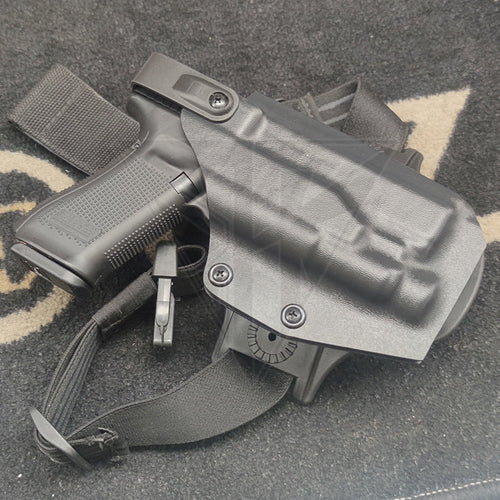 Fabrication Sur Mesure Holster Kydex Noir Level 3 Pour Pistolet Glock 17 + Lampe Olight Valkyrie