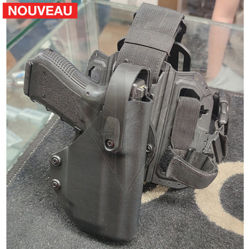 Fabrication Sur Mesure Holster Kydex Noir Pour Pistolet Glock 19 + Lampe Streamlight Tlr Système G