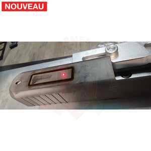 Full Billau Custom Glock 49 MOS + Gravure Laser + Découpe Laser + Traitement Cerakote Rose Gold + Point Rouge Noblex