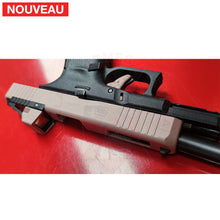 Charger l&#39;image dans la galerie, Full Billau Custom Glock 49 MOS + Gravure Laser + Découpe Laser + Traitement Cerakote Rose Gold + Point Rouge Noblex