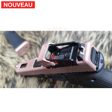Charger l&#39;image dans la galerie, Full Billau Custom Glock 49 MOS + Gravure Laser + Découpe Laser + Traitement Cerakote Rose Gold + Point Rouge Noblex