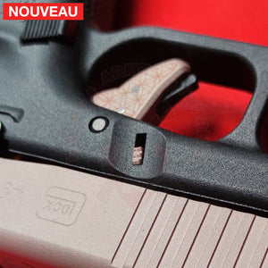 Full Billau Custom Glock 49 MOS + Gravure Laser + Découpe Laser + Traitement Cerakote Rose Gold + Point Rouge Noblex