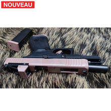 Charger l&#39;image dans la galerie, Full Billau Custom Glock 49 MOS + Gravure Laser + Découpe Laser + Traitement Cerakote Rose Gold + Point Rouge Noblex